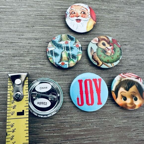Christmas Vintage Holiday Button Pins Bundle Lot - Picture 2 of 2
